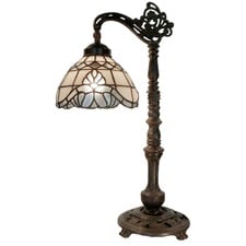 Vienna Gooseneck Iron & Tiffany Glass Table Lamp