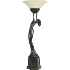 Art Deco Lady Uplight Frosted Glass Table Lamp