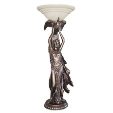 Art Deco Lady with Bird Table Lamp