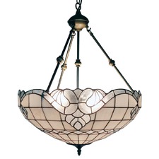 Silver Tones Stained Glass Pendant Light