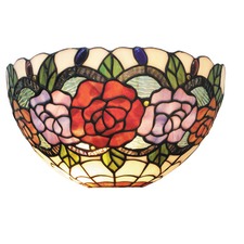 Rose Tiffany Leadlight Flush Mount Wall Light