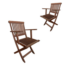 Island Shorea Wood Outdoor Folding Dining Chairs (Set of 2)