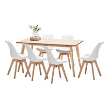 Wyatt Dining Table & 6 Padded Eames Replica Chairs Set