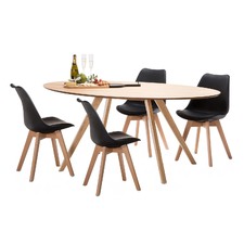 Betty Dining Table Set with 4 Padded Eames Chairs