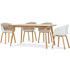 Bruno Dining Table with White Hay Scoop Replica Chairs Set