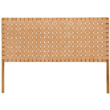 Cassie Woven Leather & Teak Bedhead