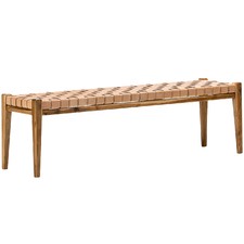Cassie Leather & Teak Bench