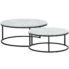 2 Piece Hanslo Cultured Marble-Top Nesting Coffee Table Set