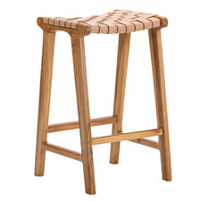 67cm Casey Woven Cowhide Leather Barstool