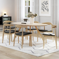 6 Seater Natural Kylen Oval Dining Table & Chair Set