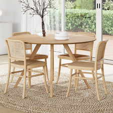4 Seater Natural Samira Round Dining Table & Chair Set