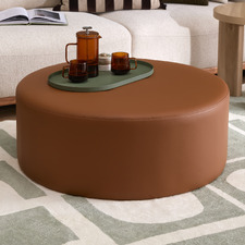 Whisky Tan Meryl Faux Leather Ottoman