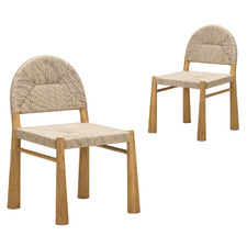 Natural Calista Teak Wood Dining Chairs (Set of 2)
