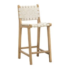 66cm Cassie Cowhide Leather & Teak Wood Counter Stool