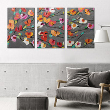Silver Magnolia Triptych Stretched Canvas