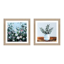 2 Piece Harmony in Bloom Framed Paper Print Wall Art Set