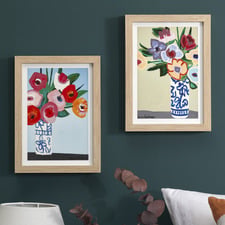 2 Piece Vivid Blooms Framed Paper Print Wall Art Set