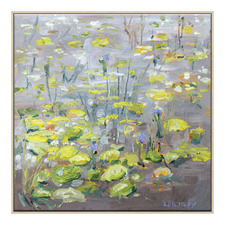 Water Lillies in the Rain Canvas Wall Art