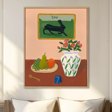Number 7 with Rabbit Canvas Wall Art