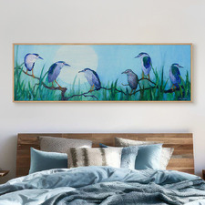 Night Herons & Moon Canvas Wall Art