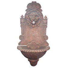 Bronze Lion Cast Iron Wall Fountain Set