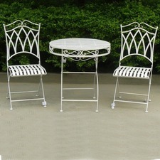 Albany 3 Piece Antique White Wrought Iron Dining Set