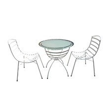 White Metal 3 Piece Outdoor Dining Set