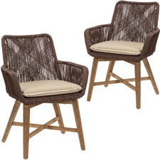 Brown Armena PE Wicker Outdoor Dining Chairs (Set of 2)