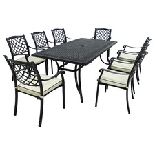 9 Piece Thera Cast Aluminium Outdoor Dining Table & Chair Set