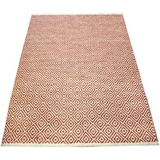Rust Squares Hand-Knotted Cotton Rug