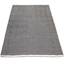 Black Tye Hand-Knotted Cotton Rug