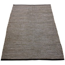 Black Ziggy Hand-Knotted Cotton Rug