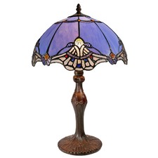 50cm Baroque Style Tiffany Leadlight Blue Stained Glass Desk Lamp