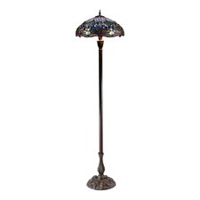 Large Traditional Blue Dragonfly Tiffany Floor Lamp