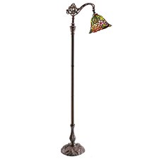 Traditional Butterfly Rose Tiffany Bridge Arm Floor Lamp