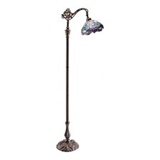 Traditional Blue Dragonfly Tiffany Bridge Arm Floor Lamp