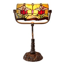 Traditional Colonial Style Tulip Tiffany Banker Lamp
