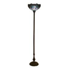Traditional Blue Dragonfly Tiffany Torchiere Floor Lamp