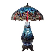 Large Traditional Blue Dragonfly Tiffany Table Lamp