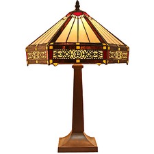 Square Based Filigree Tiffany Style Table Lamp
