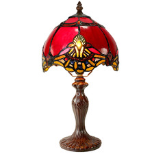 37cm Red Baroque Tiffany-Style Mini Table Lamp
