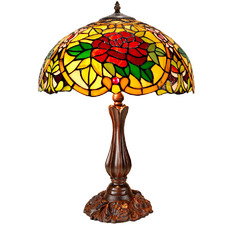 Camellia Red Tiffany-Style Table Lamp