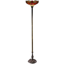 Red Dragonfly Tiffany-Style Torchiere Floor Lamp