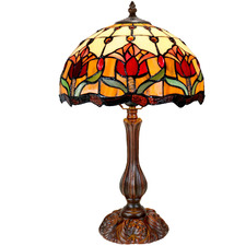 Colonial Tulip Tiffany-Style Bedside Lamp