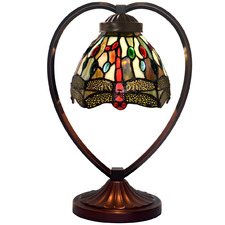 Dragonfly Heart Shaped Tiffany-Style Table Lamp