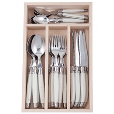 24 Piece Debutant Mirror White Cutlery Set