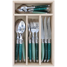24 Piece Green Laguiole Debutant Cutlery Set