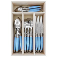 24 Piece Blue Laguiole Debutant Cutlery Set