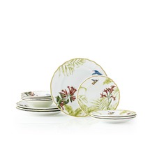 12 Piece Hummingbird Meadow Dinner Set