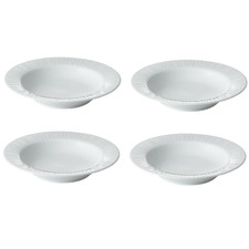 White Conifere Rimmed Porcelain Soup Bowls (Set of 4)